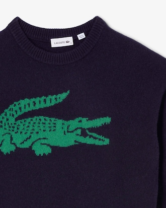 Women's Lacoste x Bandier Contrast Crocodile Sweater