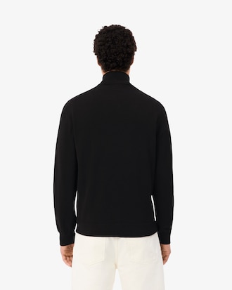 Men's Zip-Up High-Neck Cotton Sweater
