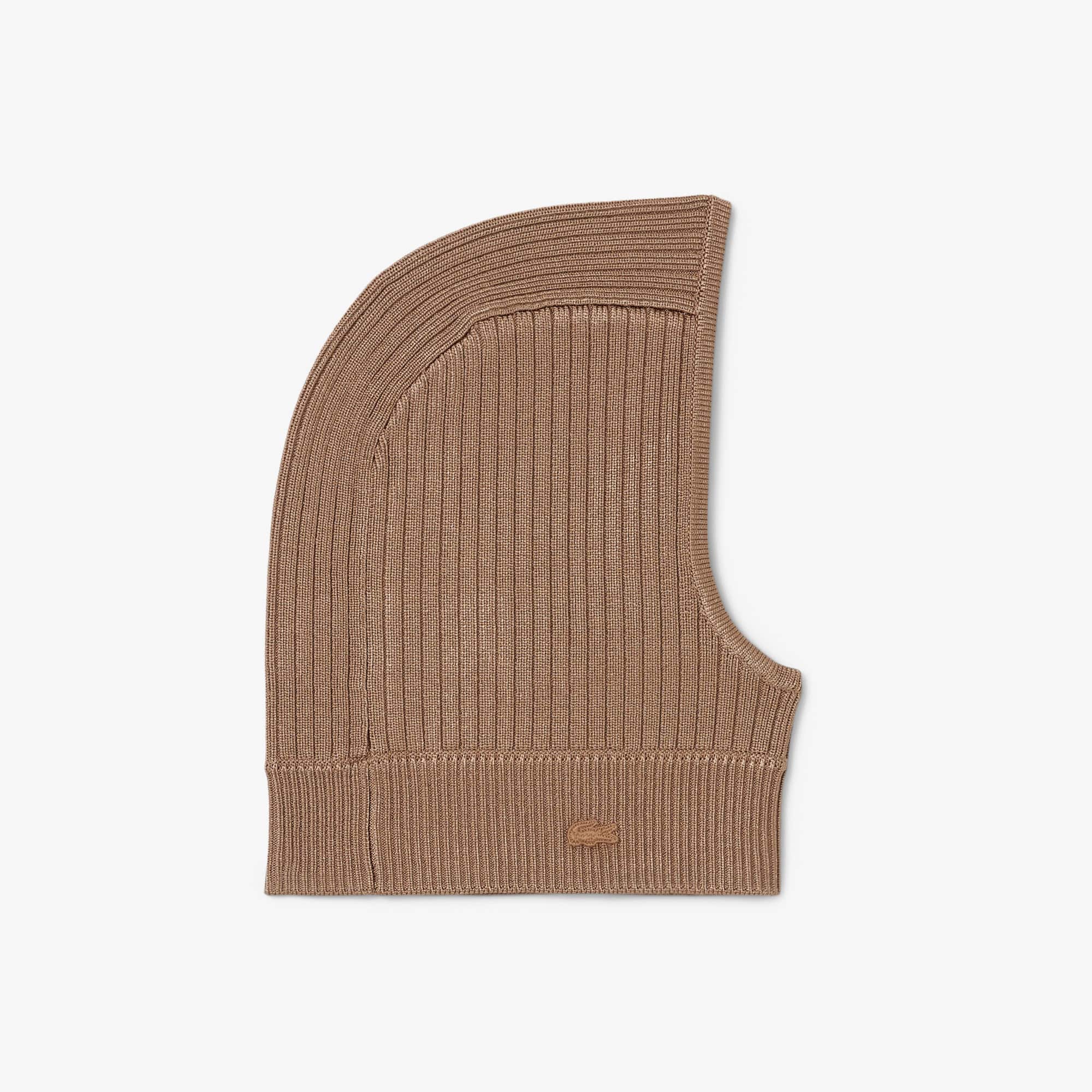 Lacoste Runway Rib Knit Balaclava - One Size In Brown