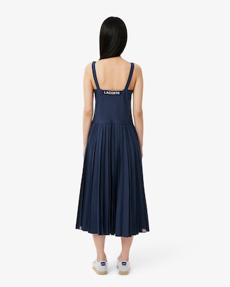 Robe longue pliss&eacute;e &agrave; bretelles
