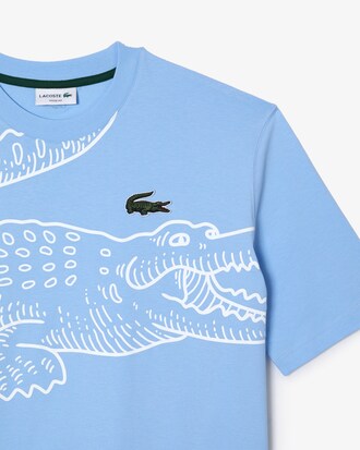 T-shirt col rond homme Lacoste loose fit imprim&eacute; crocodile