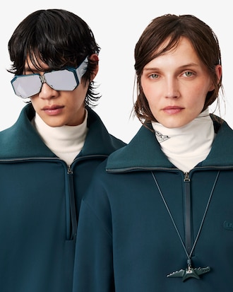 Runway High Neck Zipped Satin Sweatshirt