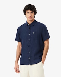 Camisa De Lino De Manga Corta Para Hombre