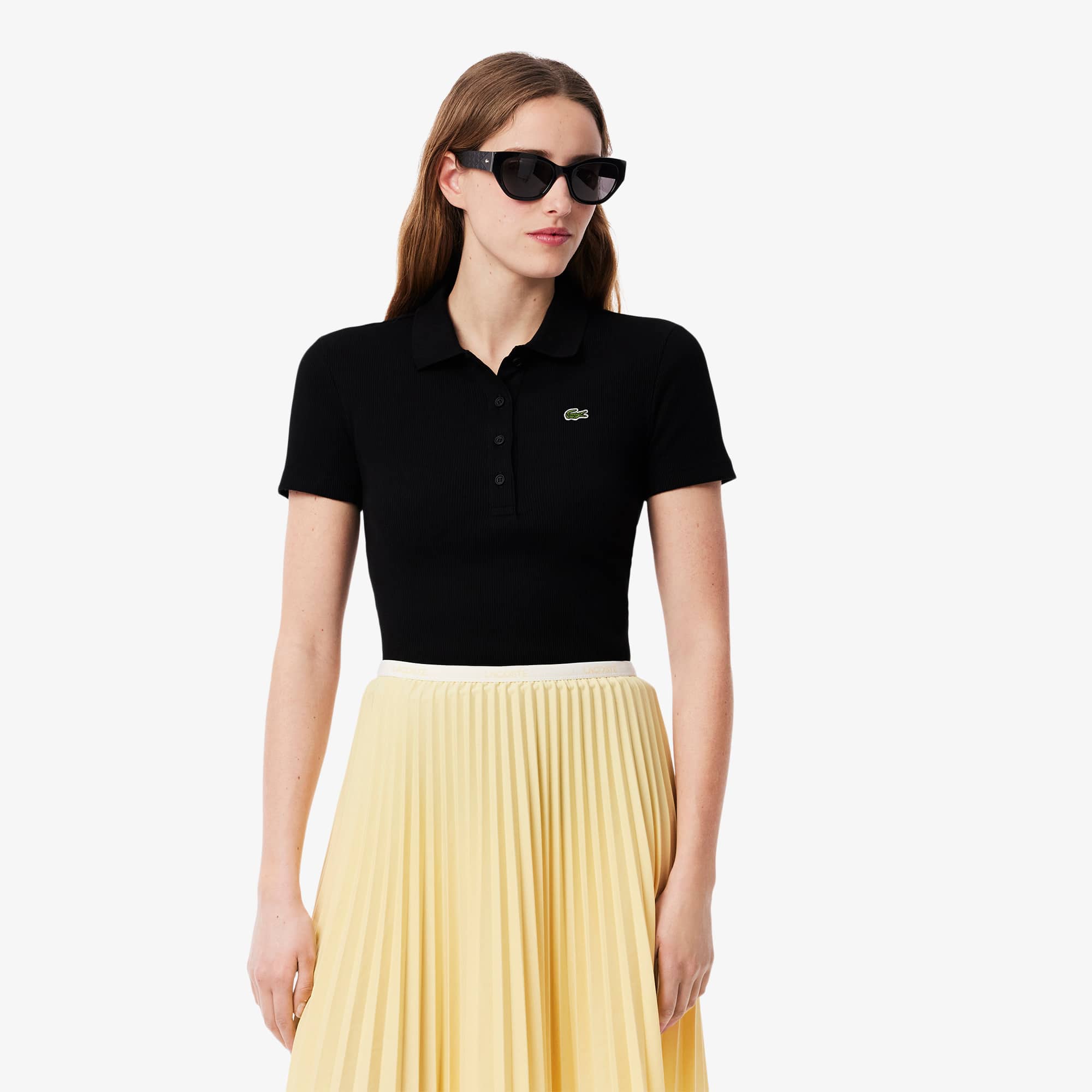 【LACOSTE】 ★ Ultra-Slim Short-Sleeve Polo Dress ★ Lacoste Women's Short Sleeve Slim Fit Stretch Pique Polo