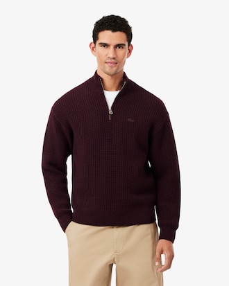 Wool High Zip Neck Sweater