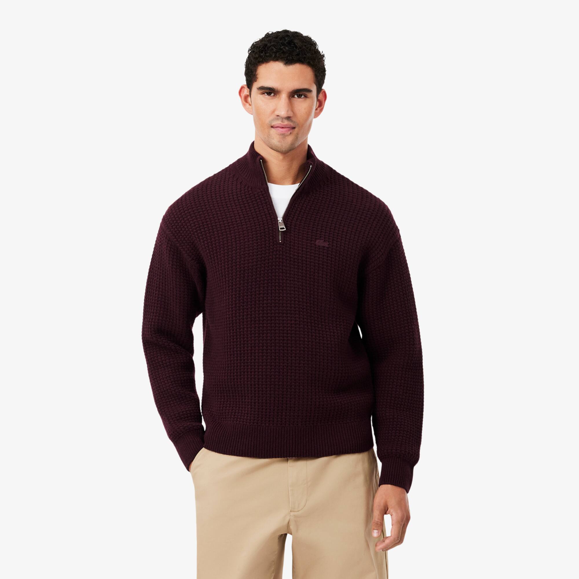 Wool High Zip Neck Sweater