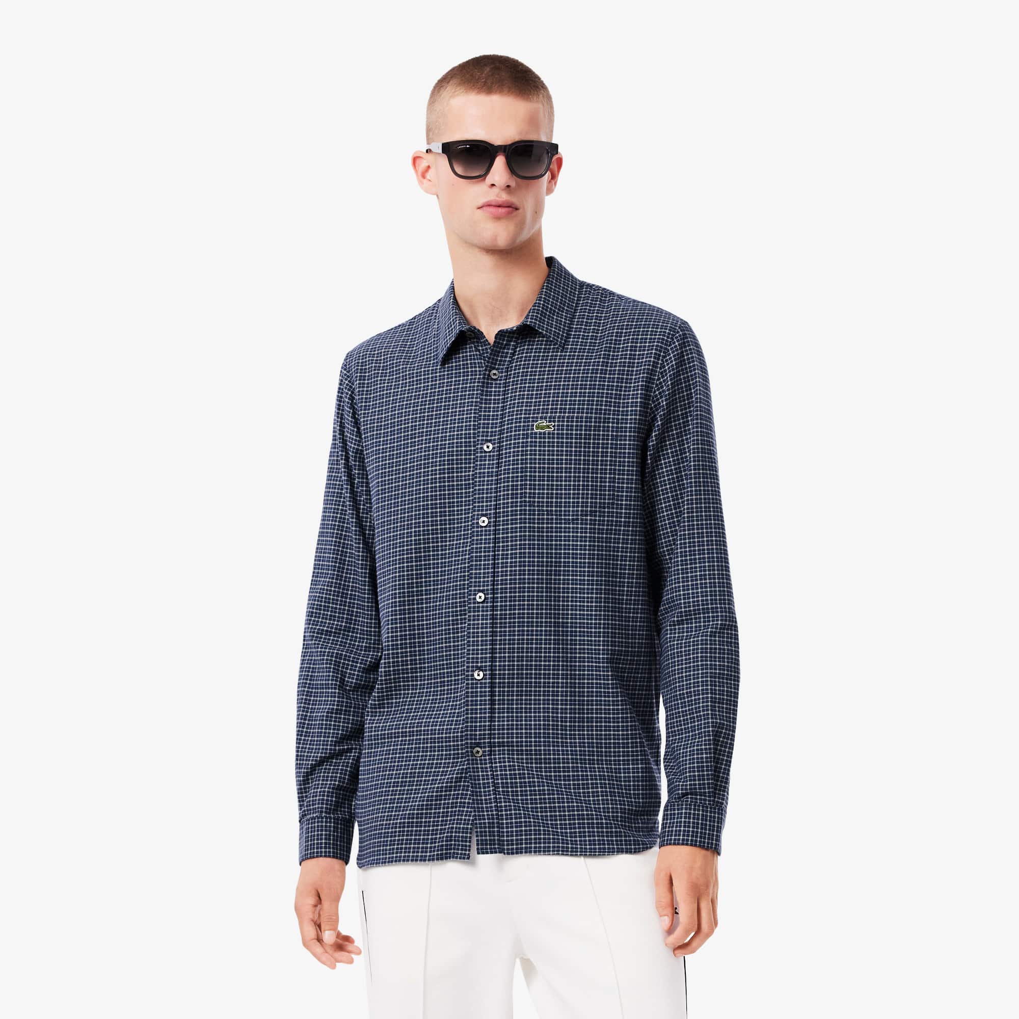 Lacoste Men's Regular Fit Plaid Flannel Shirt - 15½ - 39 In Blue