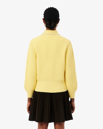 Zipped Cotton Badge Accent Sweater