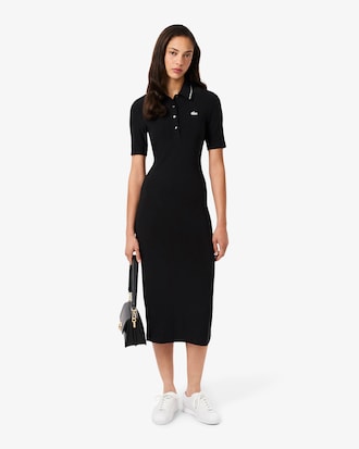 Women's Slim Fit Diamanté Crocodile Polo Collar Dress
