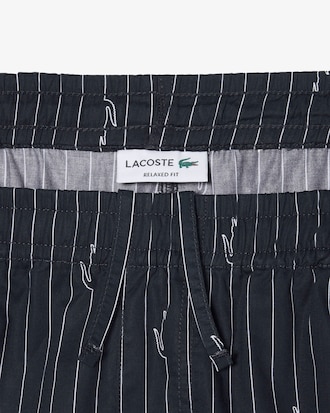 Crocodile Print Stripe Cotton Shorts