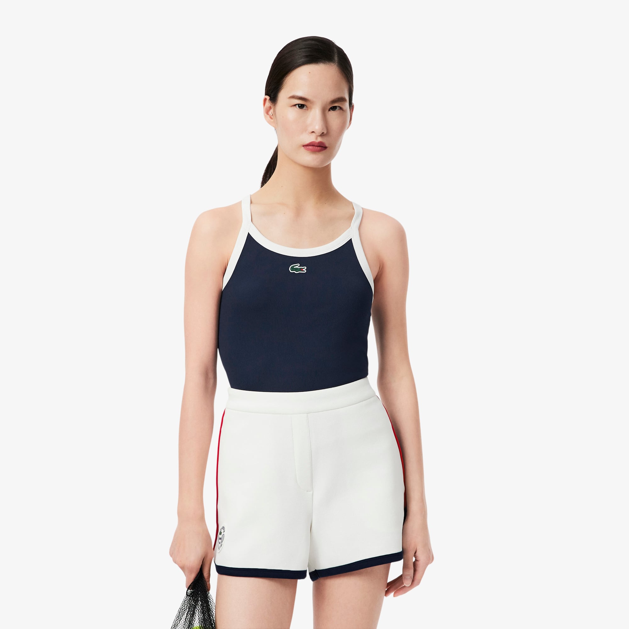 Lacoste Women's Sport Ultra Dry Ribbed Knit Tank Top - 42 In Blue