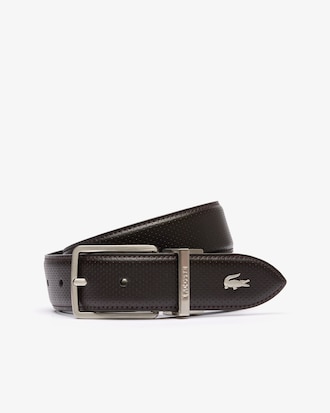 Men's Engraved Buckle Reversible Piqué Leather Belt