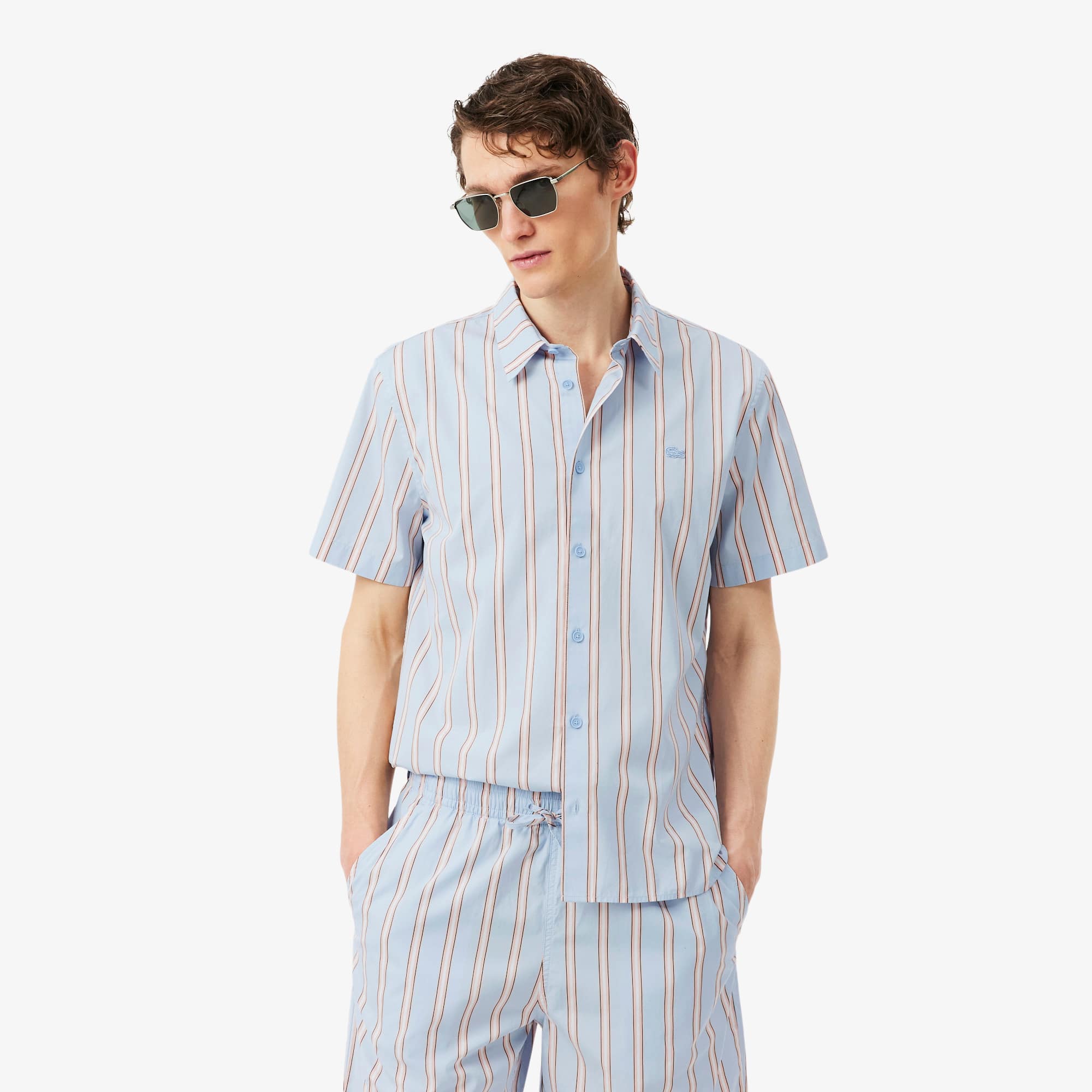 Lacoste Regular Fit Striped Poplin Shirt