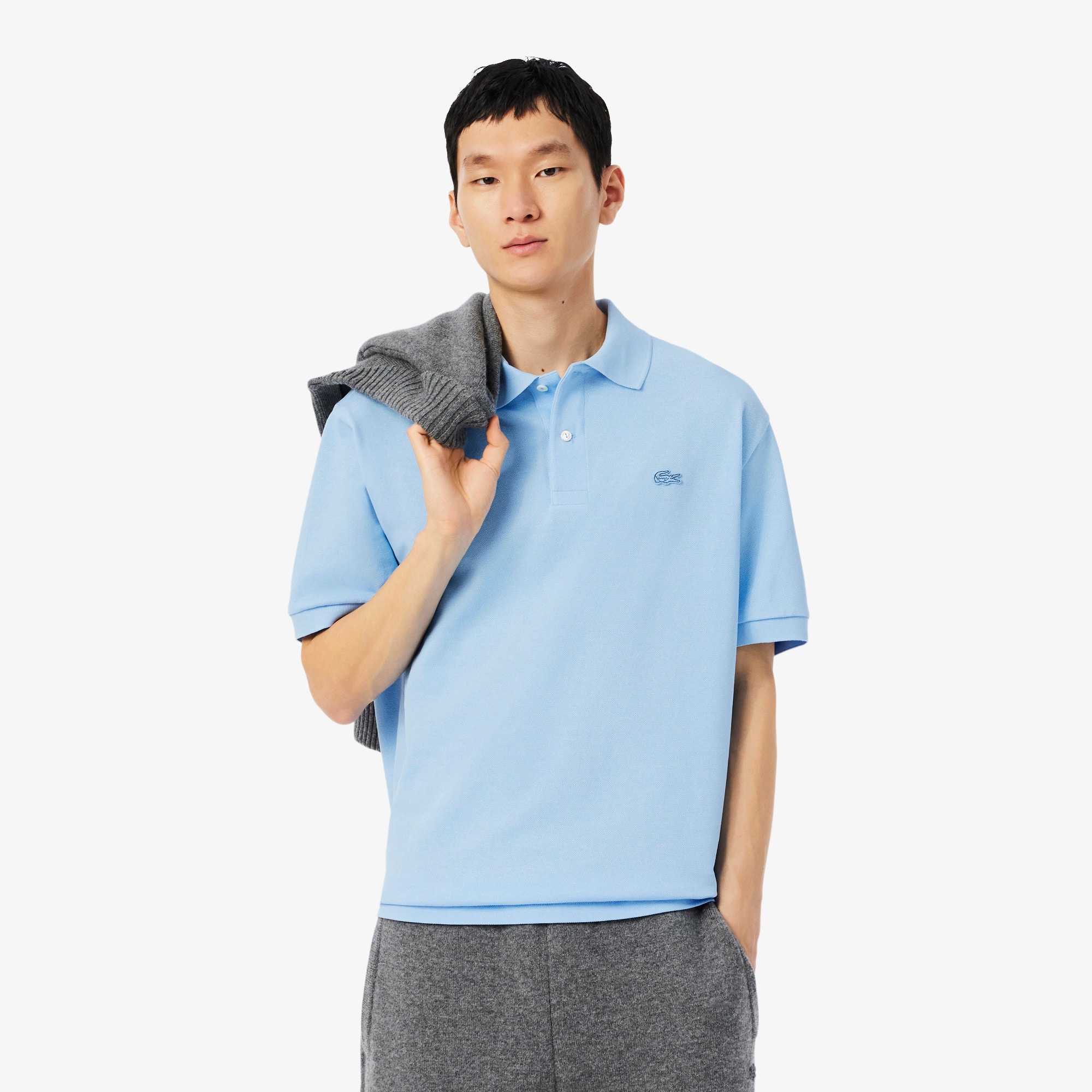 Lacoste Men's Loose Fit Heavy Piqué Polo In Blue