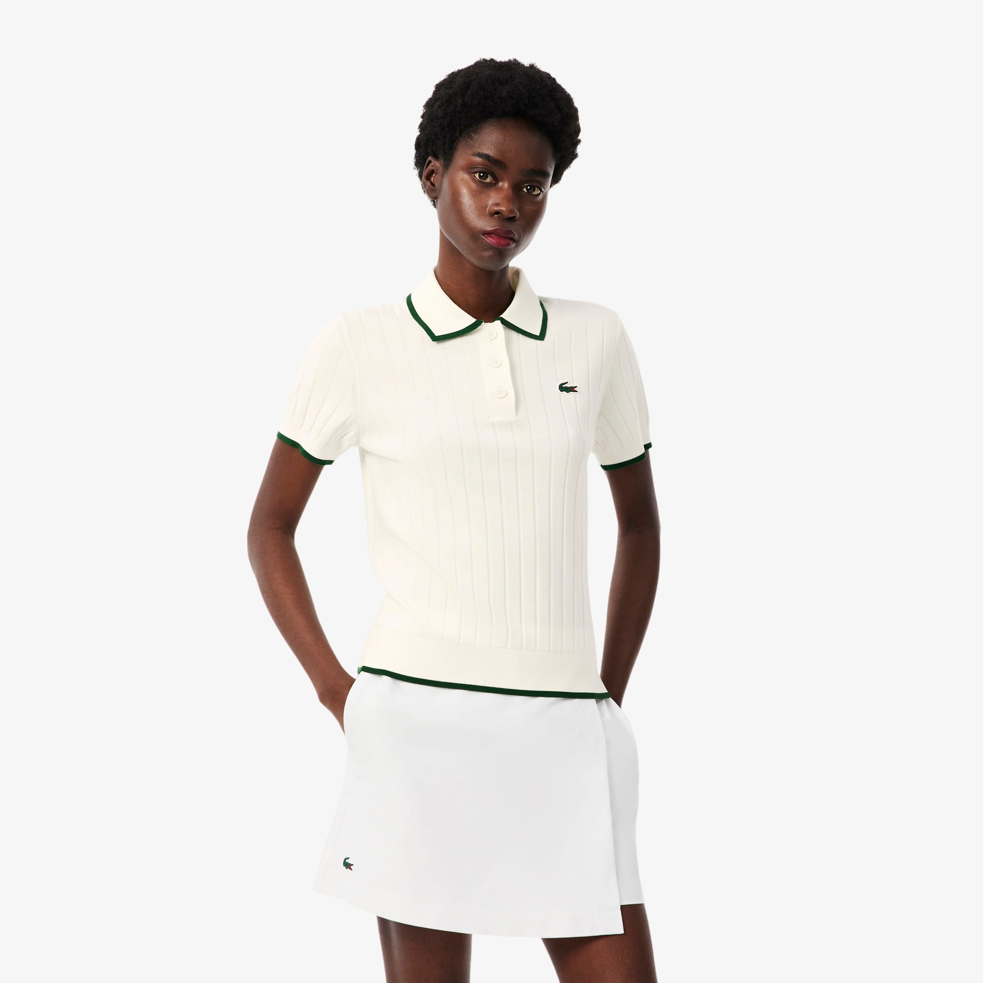 Women's Short Sleeve Polo Collar Golf Sweater - Sweaters