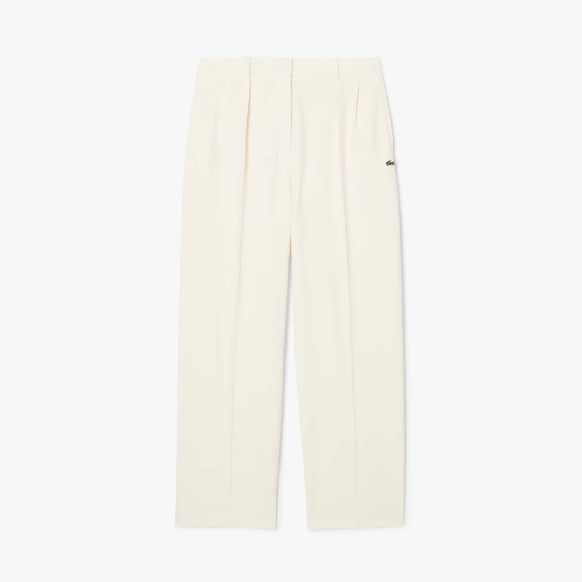 Lacoste Women's Oversized Pleated Flannel Pants - 32 In White