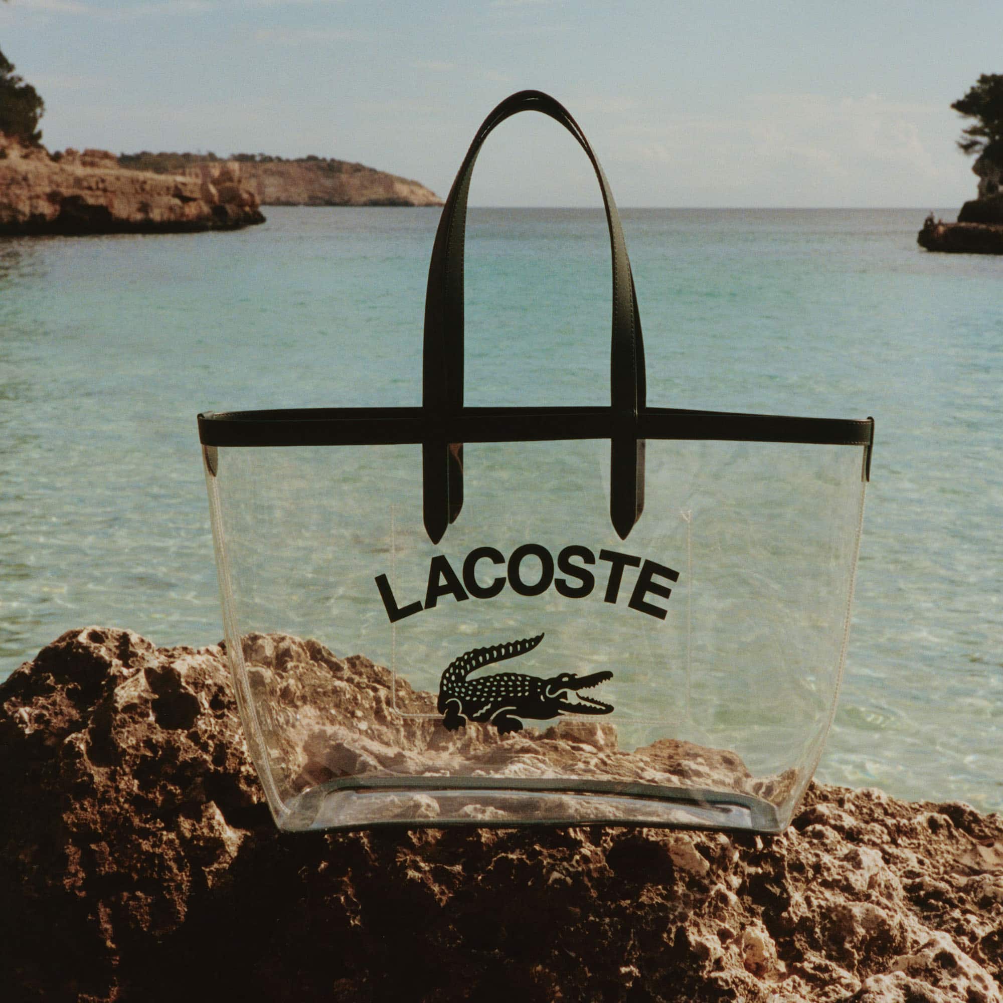 ★LACOSTE★ Women's Anna Seasonal 2XL Large Shopper Bag Clea Women's Large Anna Transparent Grained Tote - Bags - New In