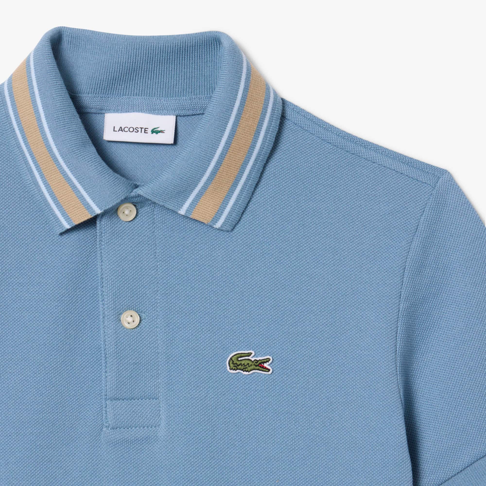 Stripe Collar Petit Piqué Polo Shirt