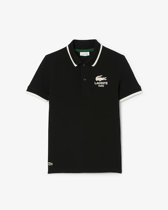 Boys' Stripe Collar Petit Piqué Polo