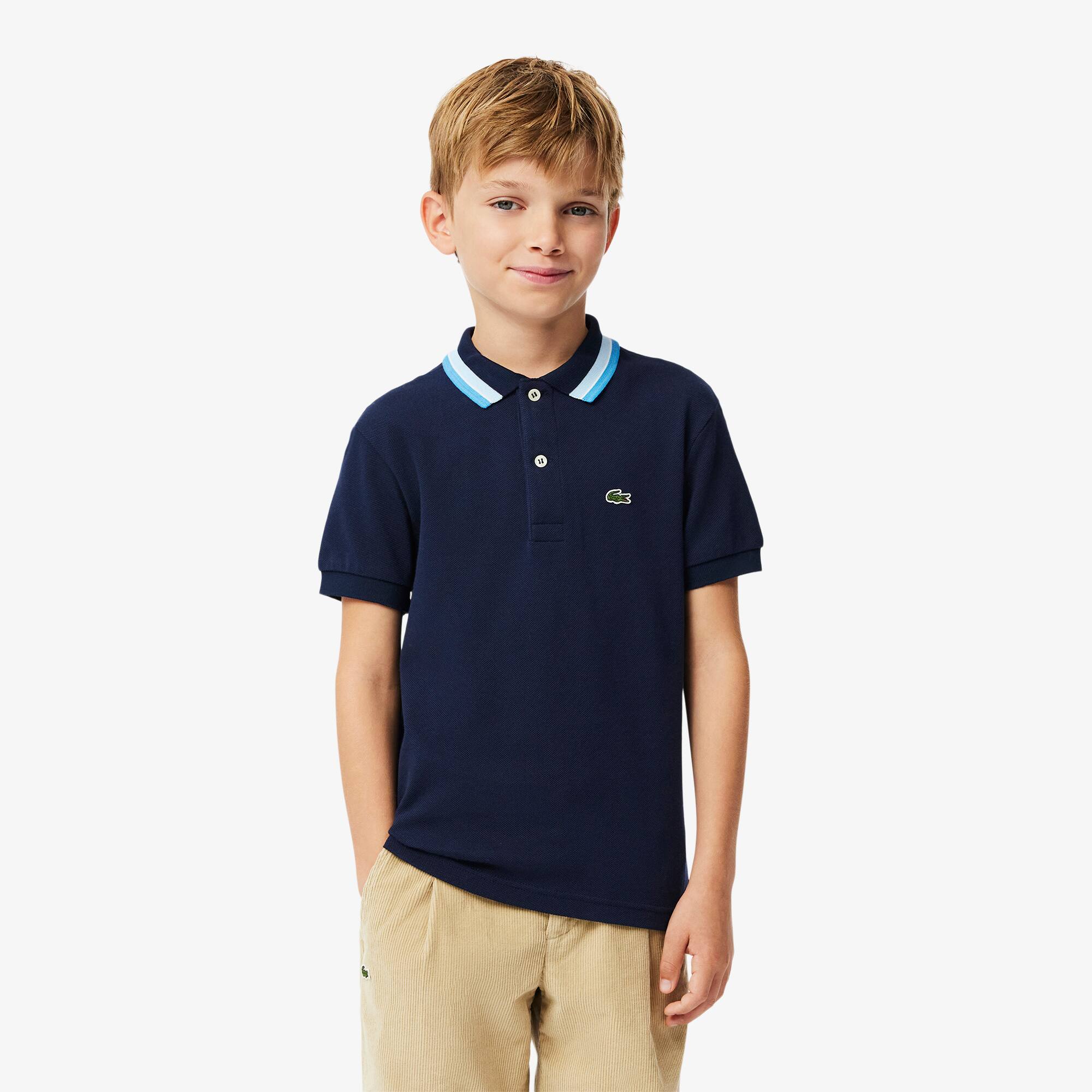 Kids' Stripe Collar Petit Piqué Polo - Polos - New In 2026 | Lacoste