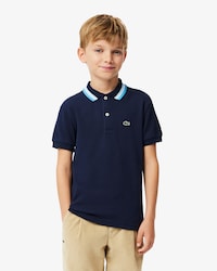 Kids' Stripe Collar Petit Piqué Polo