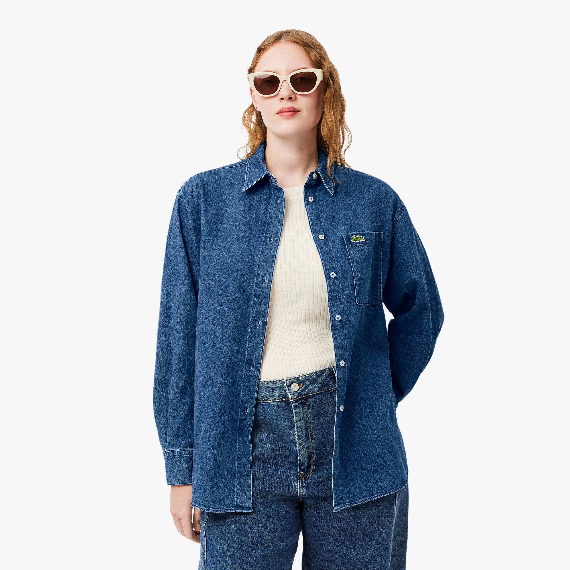 Women's Oversized Denim Pocket Shirt - T-Shirts & Tops - New