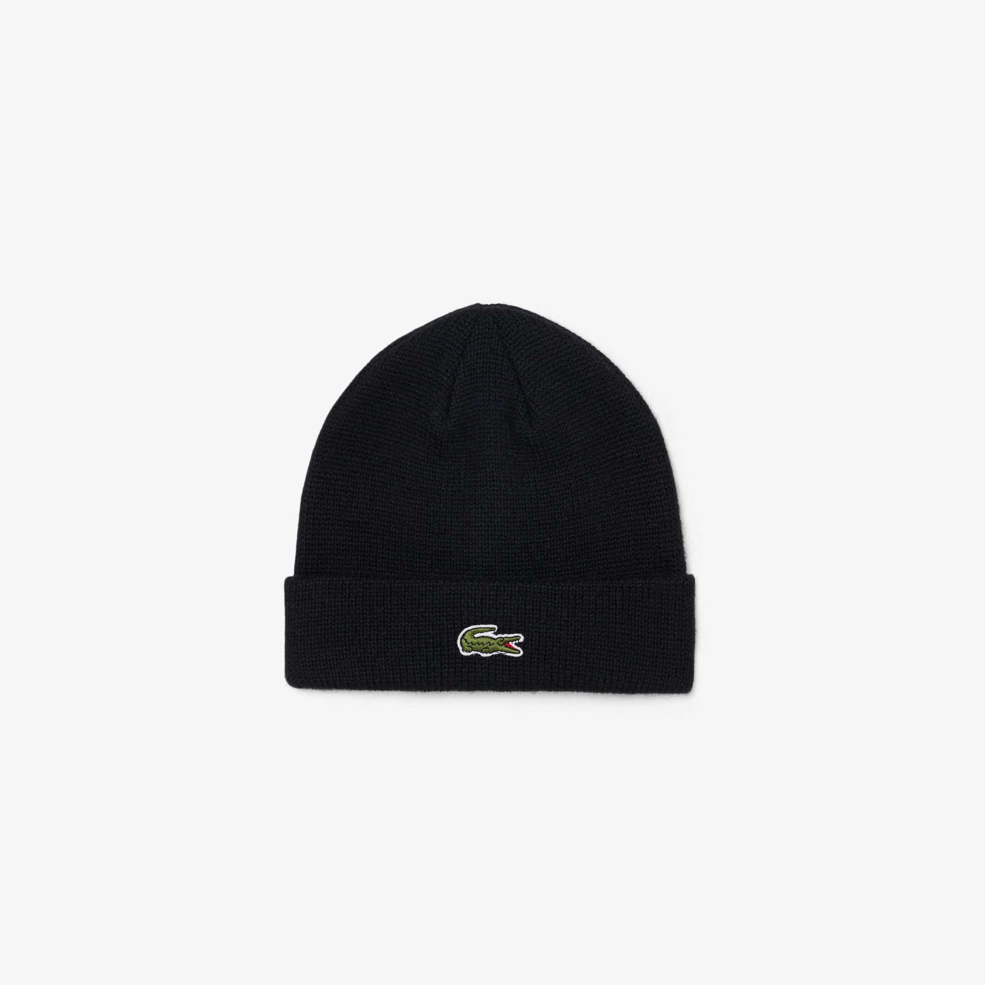 Lacoste Unisex Wool Blend Beanie - One Size In Black