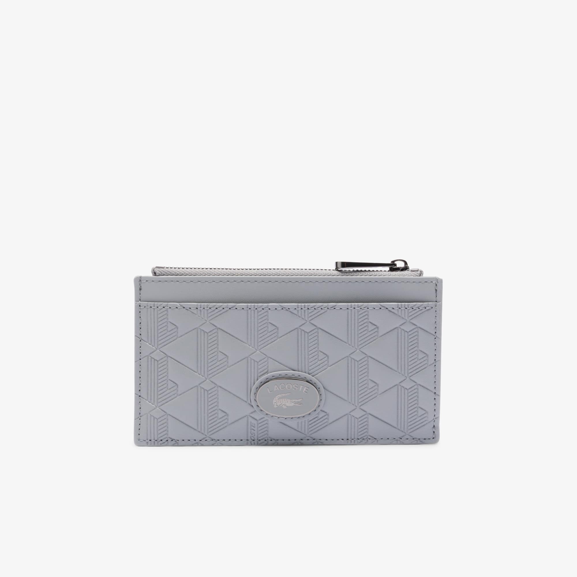 Lacoste Men's Monogram Leather Zip Card Holder - One Size In Blue