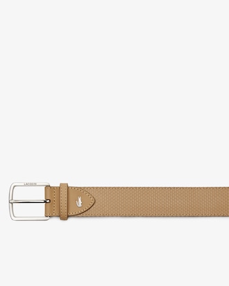 Ceinture en cuir texturé à boucle gravée Lacoste