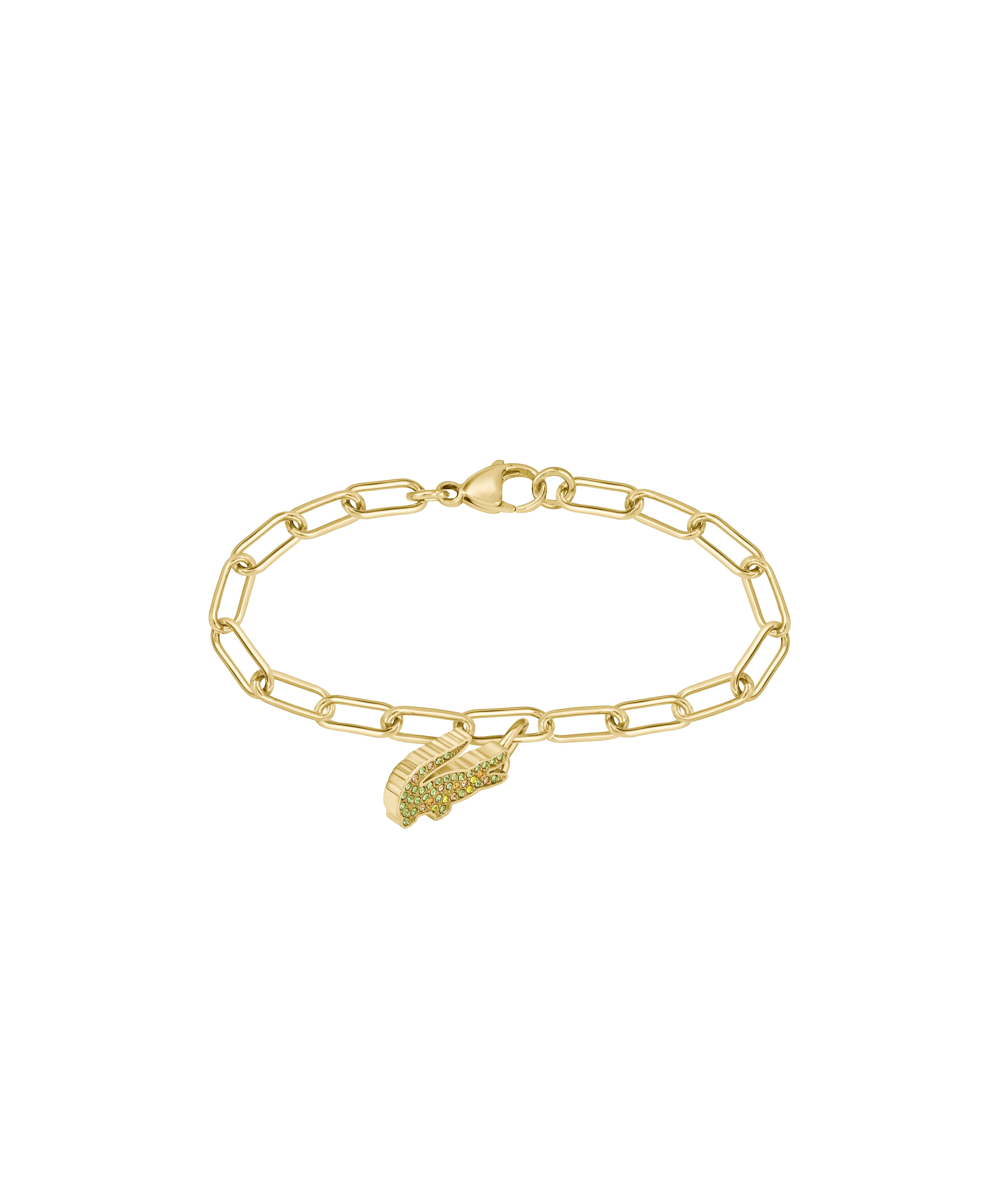 Pink Crystal Croc Pendant Gold Bracelet