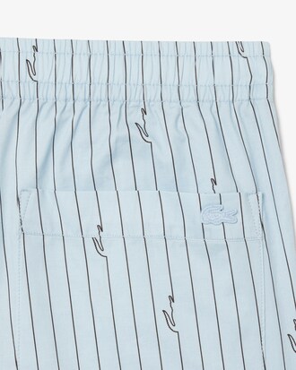 Crocodile Print Stripe Cotton Shorts