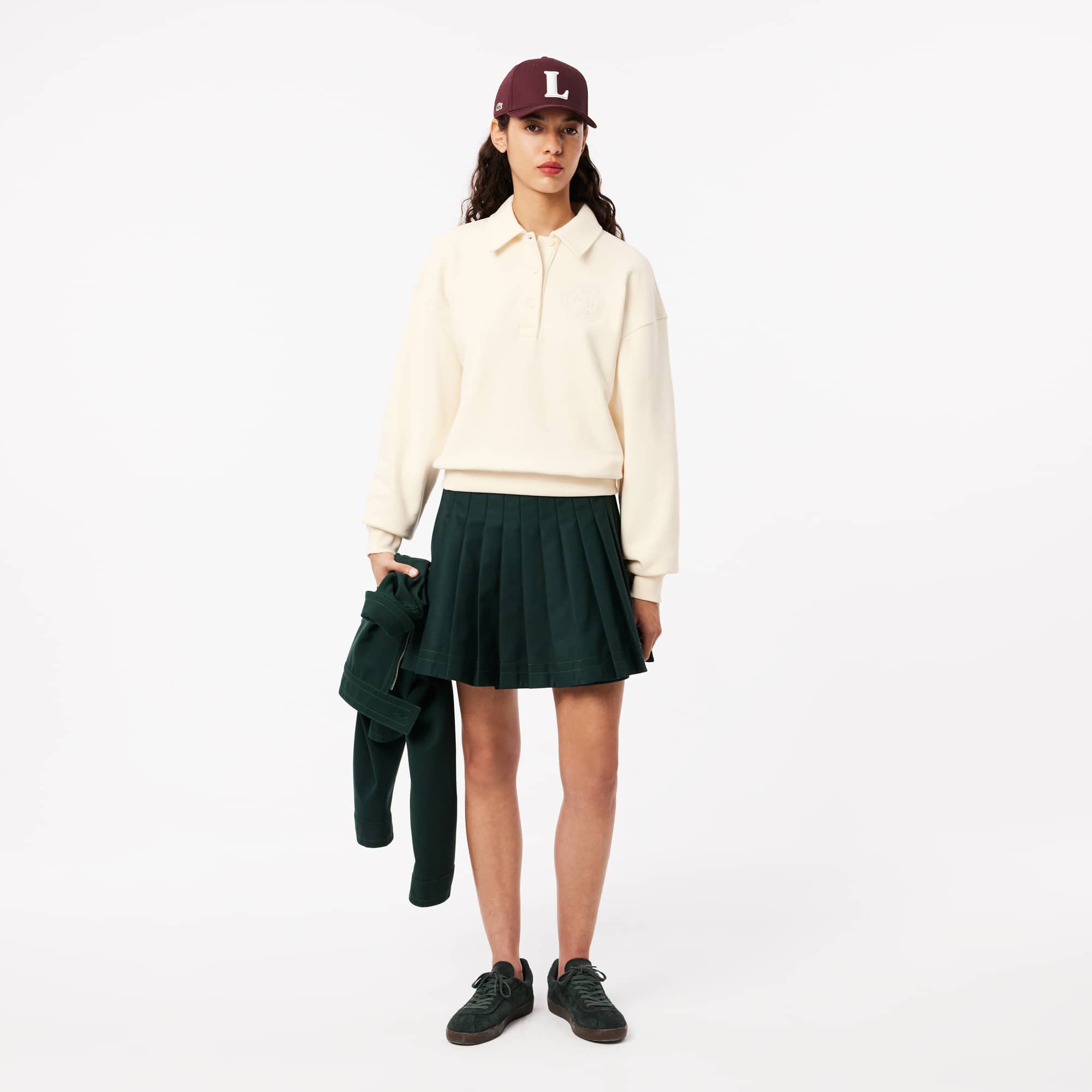 トップス Embroidery Polo Sweatshirt Women's Embroidered Fleece Polo Sweatshirt - Sweaters