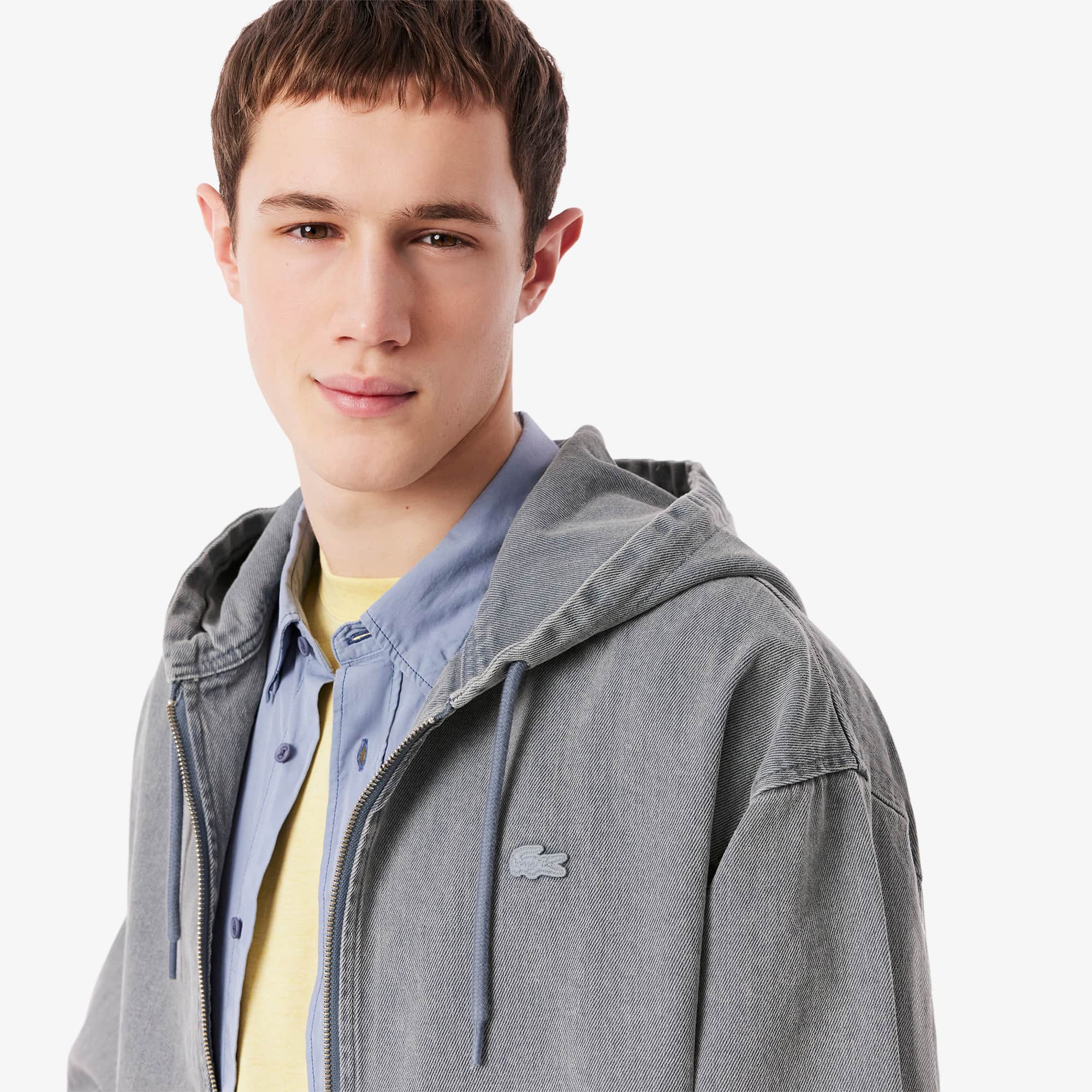【美品】LACOSTE グレー ジップアップパーカー　メンズ Lacoste ロゴ パーカー | グレー | FARFETCH JP