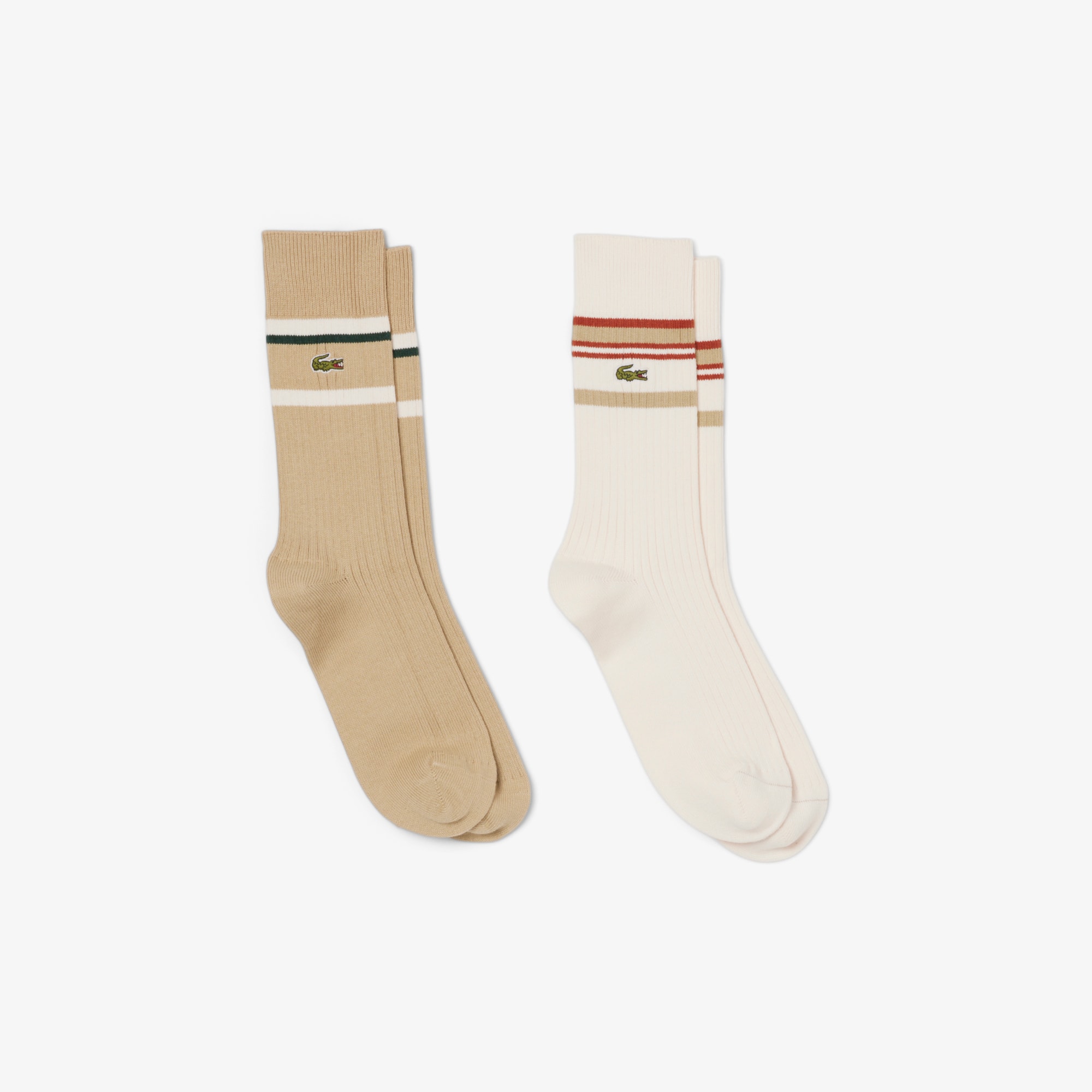 Lacoste Unisex 2-pack Striped Socks - 6.5 - 8.5 In Multi