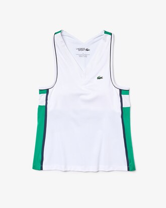 Playera sin mangas el&aacute;stica transpirable con recorte de Lacoste SPORT para mujer