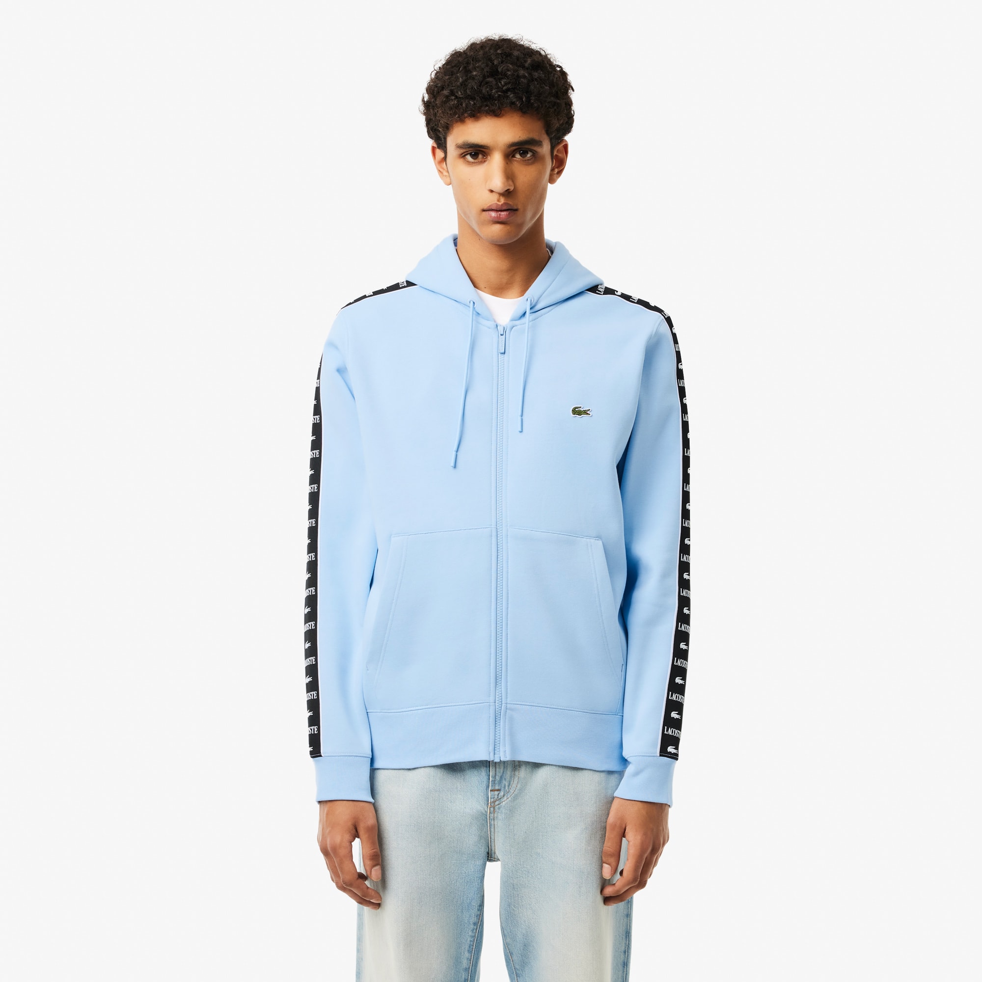Men's Logo Stripe Zip-Up Hoodie - Sweaters & Sweatshirts