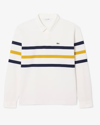Relaxed Fit Striped Piqu&eacute; Rugby Polo Shirt