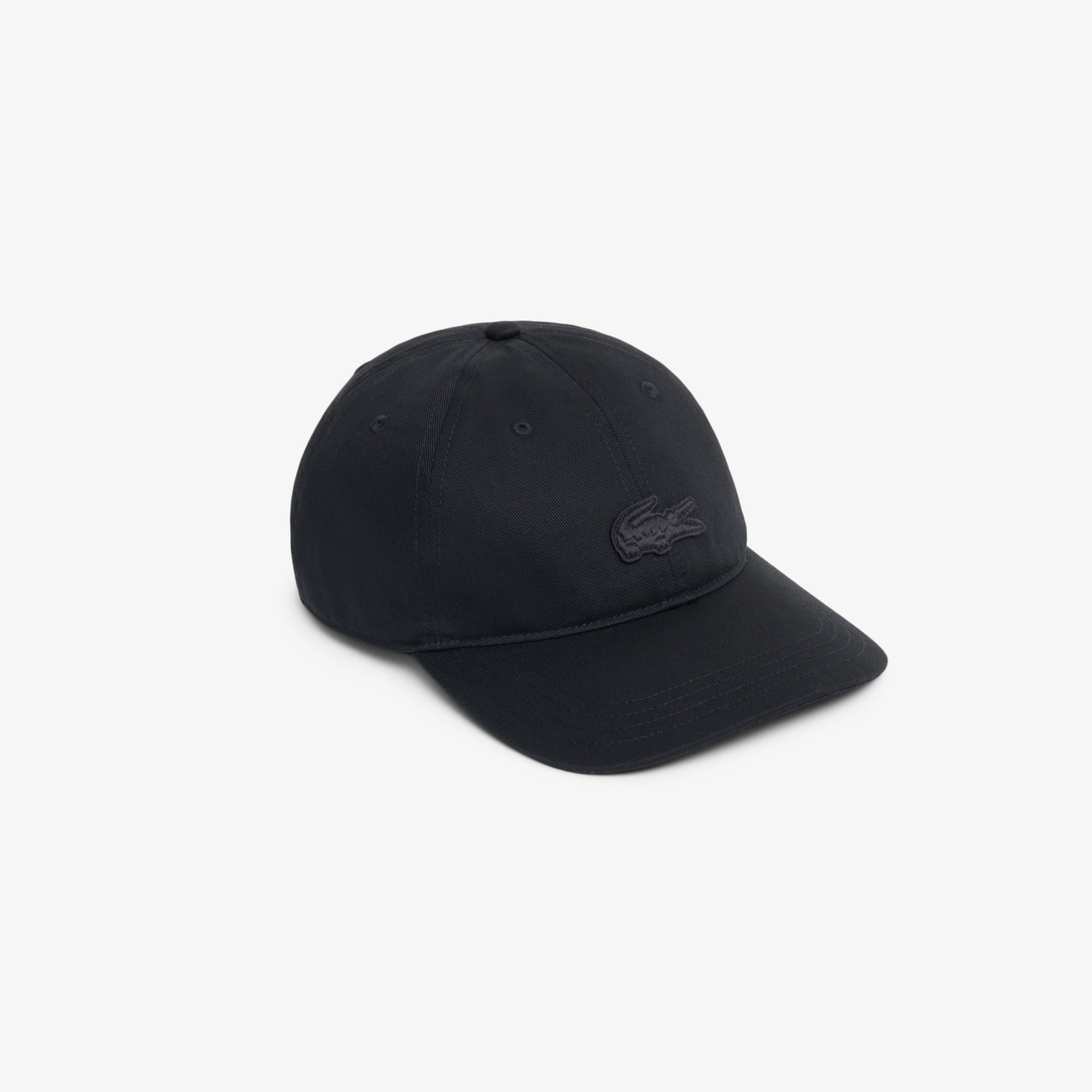 Lacoste Cotton Twill Badge Cap - One Size In Black
