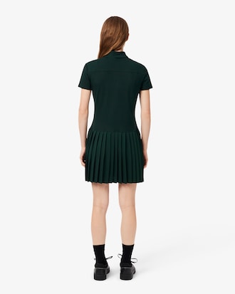 Vestido Polo Plisado de Piqu&eacute; Stretch