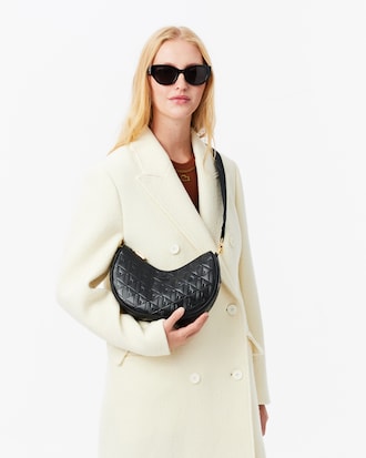 Maheki Embossed Leather Half Moon Bag