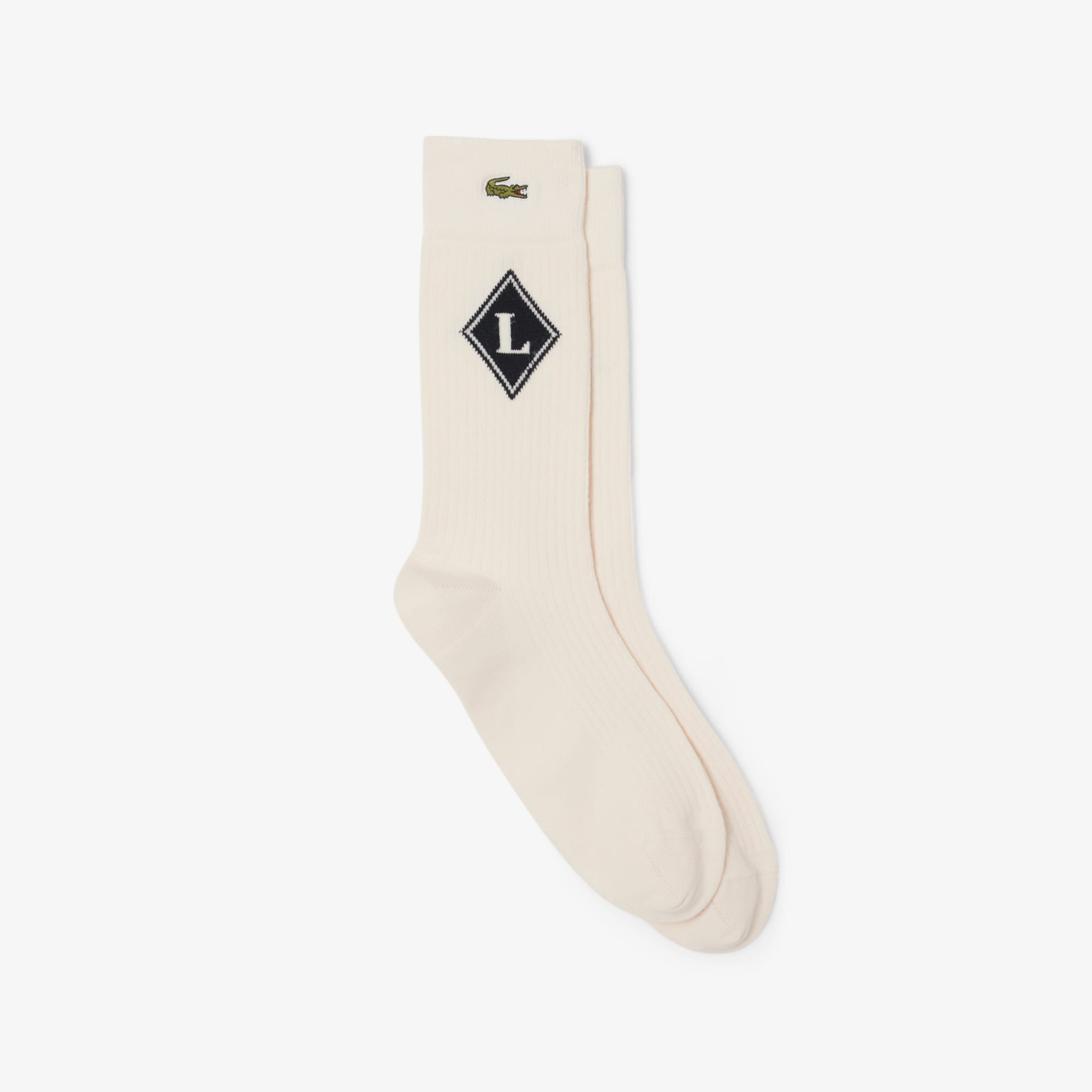 Lacoste Made In France Ribbed Knit Socks - 6.5 - 8.5 In Pattern