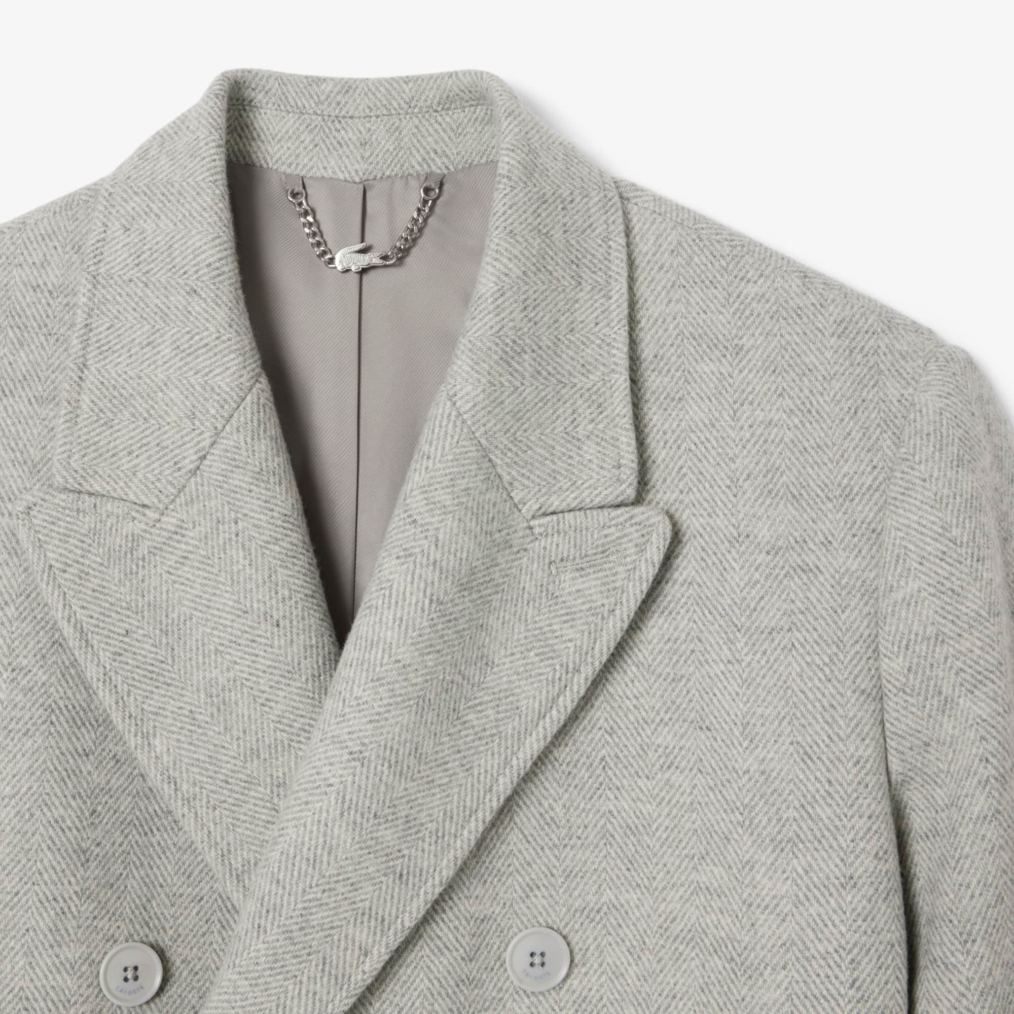 Men's Double-Breasted Chevron Wool Coat