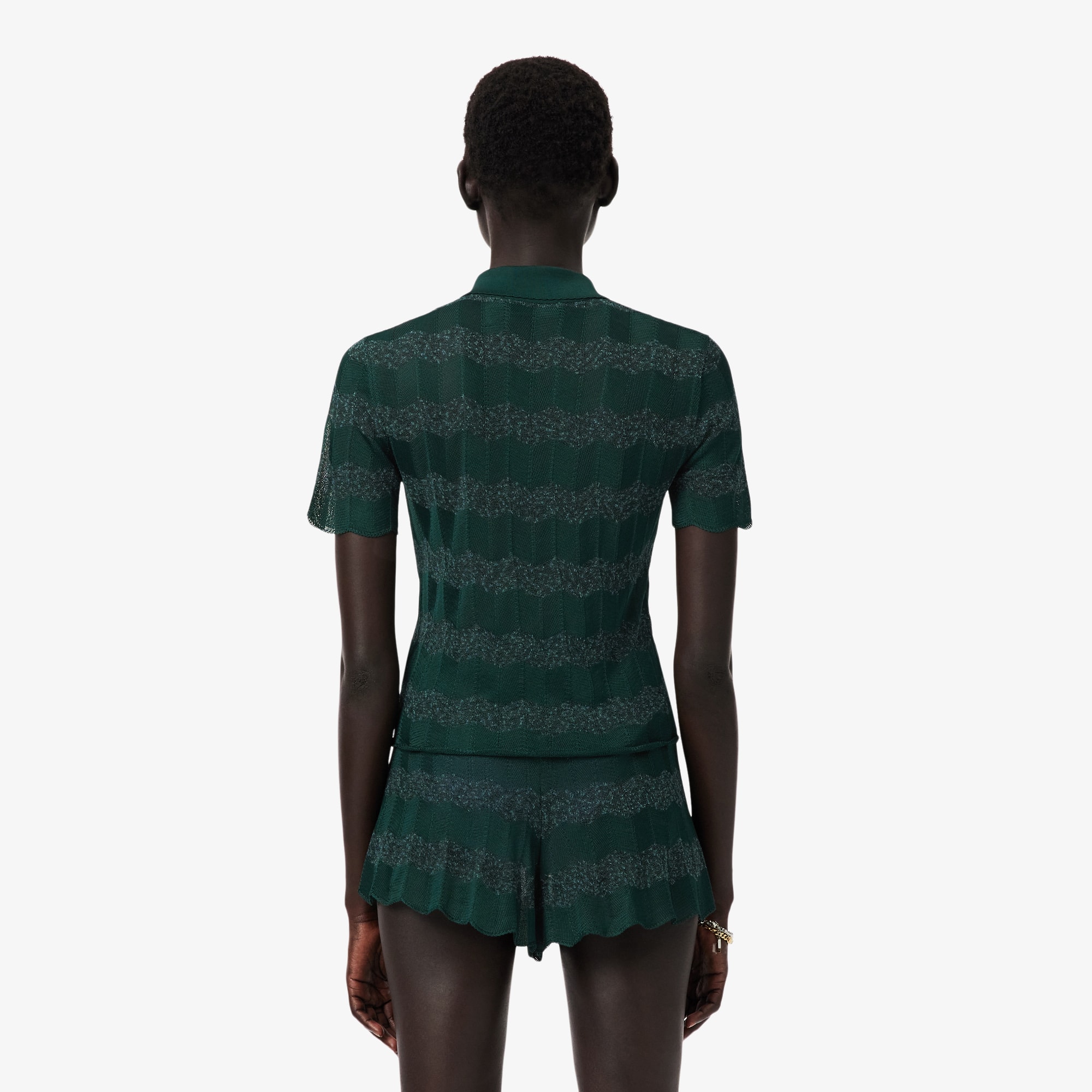 Runway Pointelle Polo Collar Sweater
