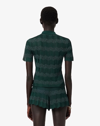 Runway Pointelle Polo Collar Sweater