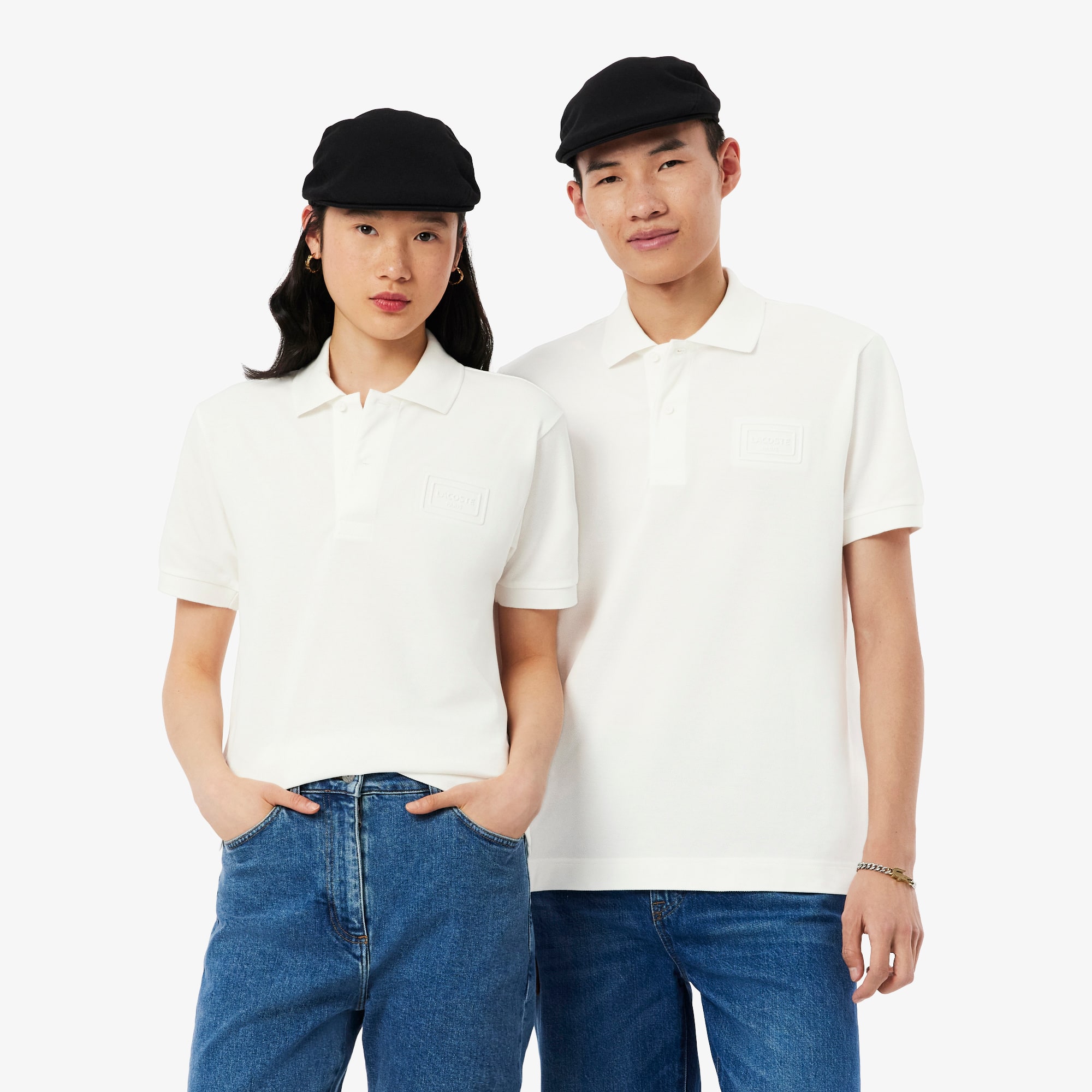 Lacoste Classic Fit Embossed Branding Polo Shirt In White