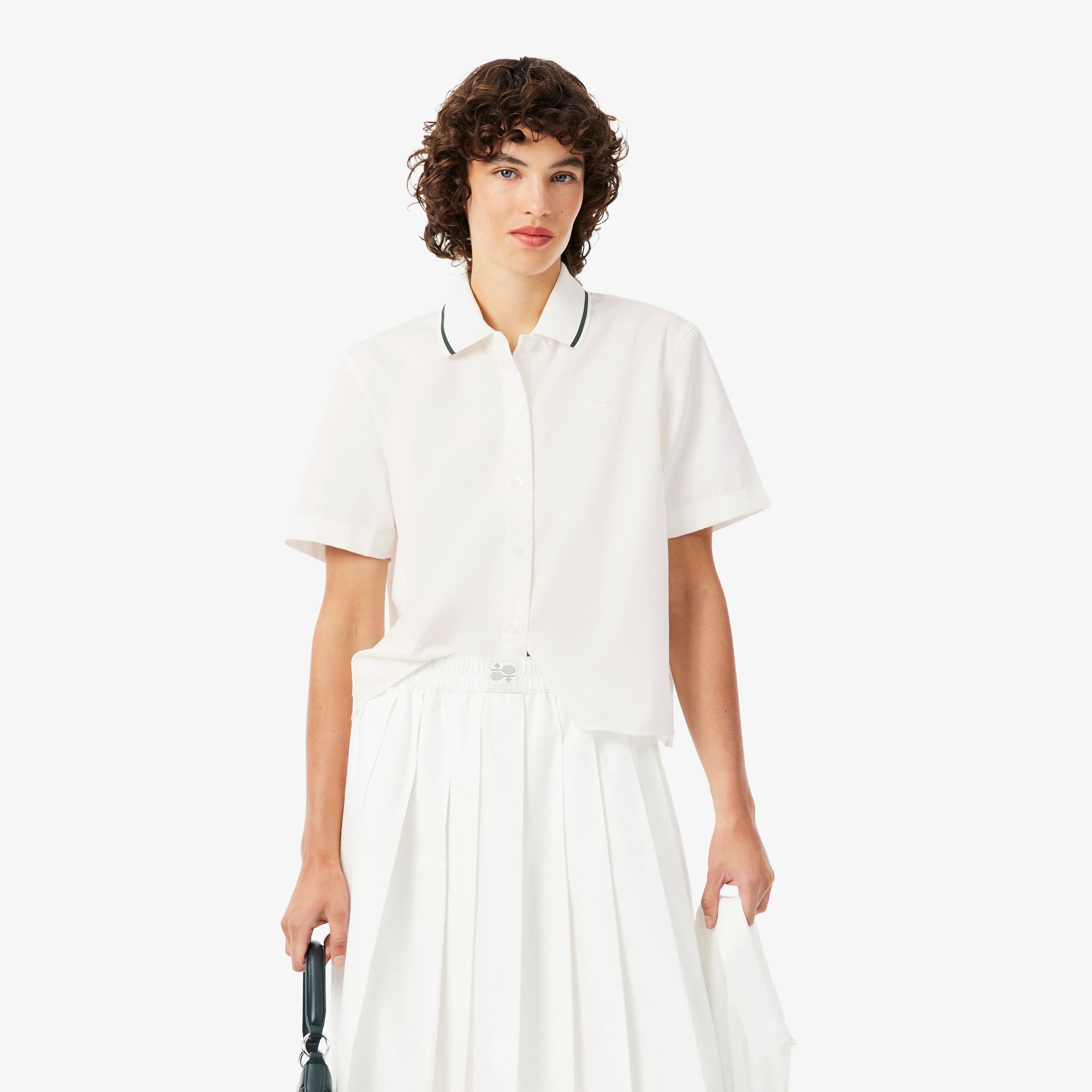 Lacoste Petit Piqué Effect Oversized Shirt - S (36) In White