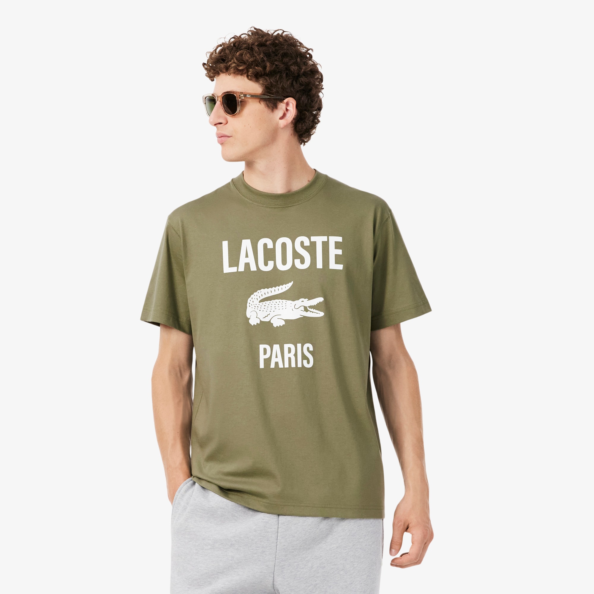 Lacoste Playera de Algodón Estampada Verde