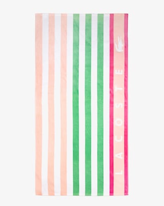 Toalla de playa Lacoste en algod&oacute;n con rayas de colores