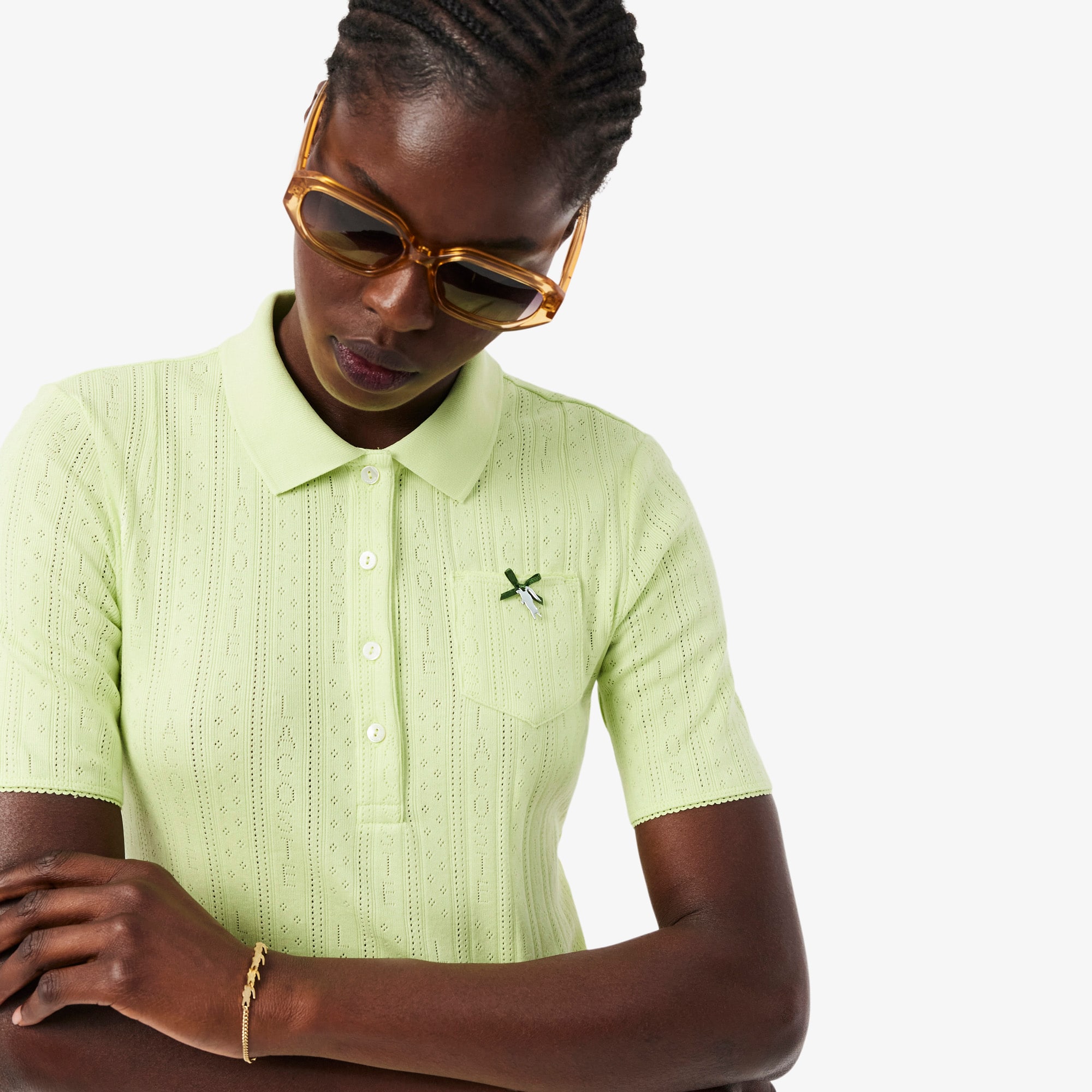 Women's Slim Fit Pointelle Branded L.12.D Polo - Men's Tracksuits