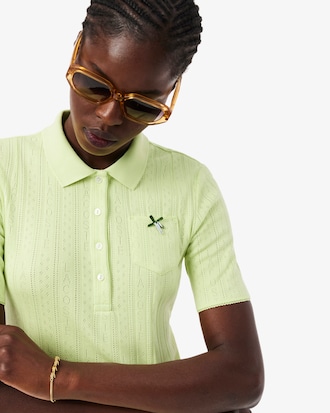 Women's Slim Fit Pointelle Branded L.12.D Polo